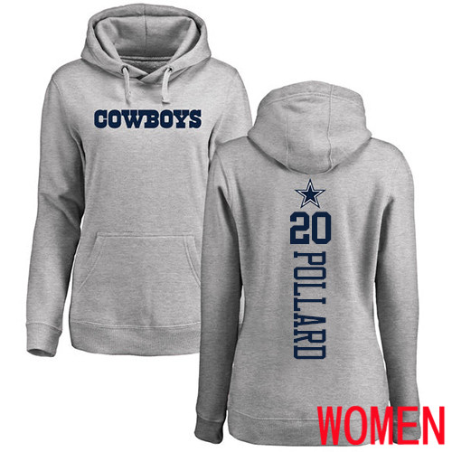 Women Dallas Cowboys Ash Tony Pollard Backer 20 Pullover NFL Hoodie Sweatshirts